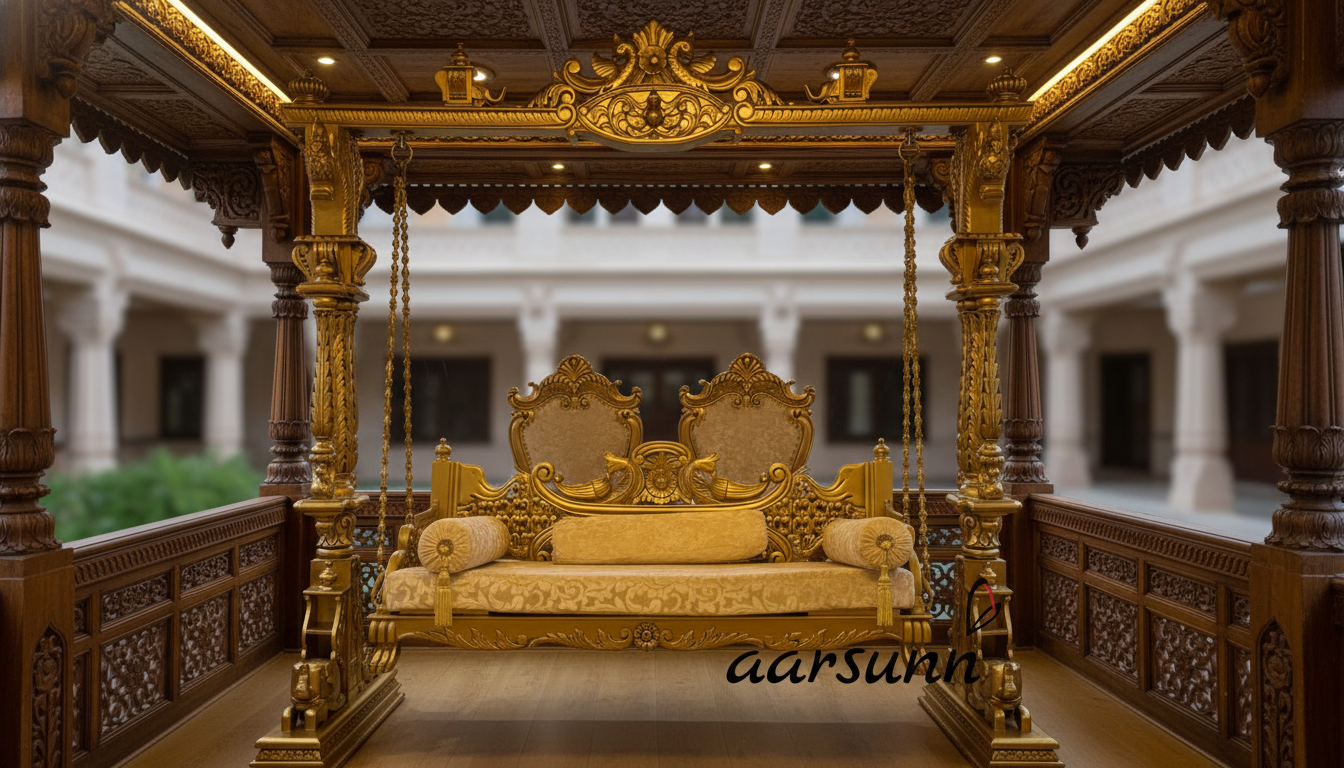 Spacious Bench Style Wooden Swing For Family